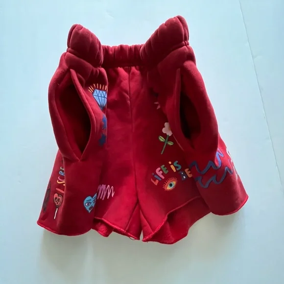 The Mayfair Group Somebody Loves You Red Sweat Drawstring Shorts Size  XS - Picture 4 of 8